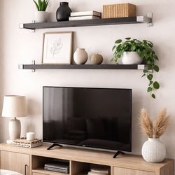 IKEA BERGSHULT Floating Wall Shelves  Grey new in box