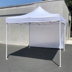 New in box $120 Heavy Duty Canopy 10x10 FT with (1) Sidewall, Ez Popup Outdoor Party Tent Patio Shelter, Carry Bag 