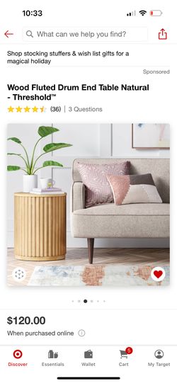 Threshold Flutted Drum End table $80