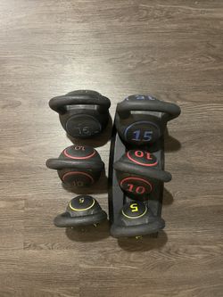 2 Sets Of Kettlebells | 5lb, 10lb, 15lb 