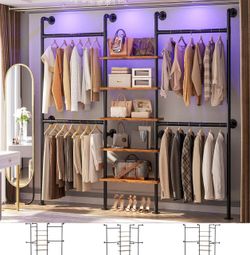 Industrial Pipe Clothing Rack with Shelves
