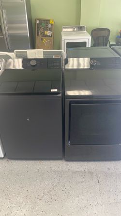 Black Top Load Washer and Dryer Set