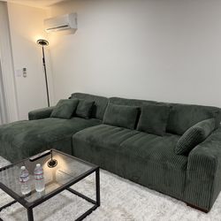 Green corduroy couch