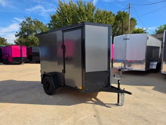 2027 New 5x8 SA Screwless Enclosed Trailer | Blackout | Spoiler Package | .08 Polycor | Barn Doors | Dexter Axle | 1285 (GRAY)