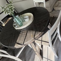 Grey Wood Dining Table With 4 Chairs
