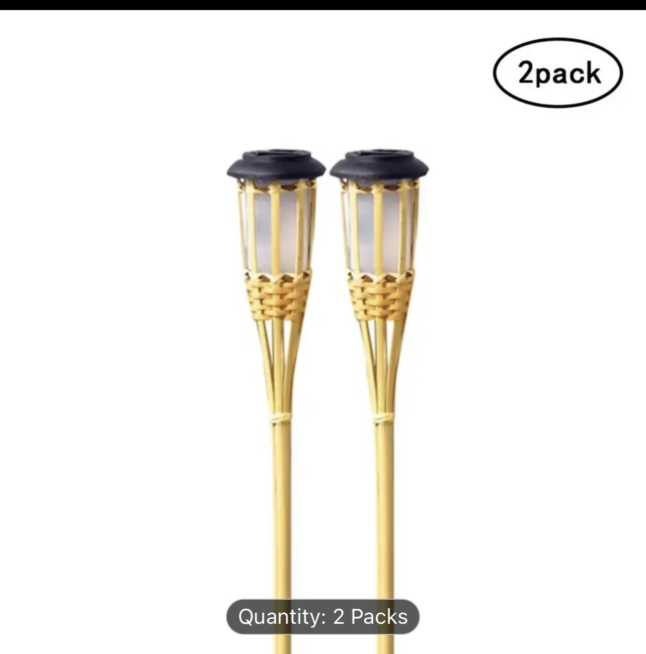 2 Pack Solar Bamboo Torch Light,Warm White