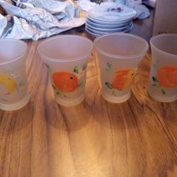 Vintage Vaseline Glass Cup Set Of 4 