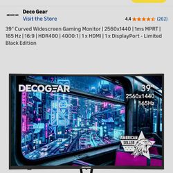 Deco Gear 39inch Curved Ultrawide Gaming Monitor, 2560 × 1440, HDR400, 165 Hz  - Excellent condition