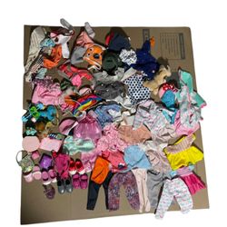 Lot of 70+ Doll Clothes, Shoes & Accessories for 18” Dolls – Mixed Outfits Bundle