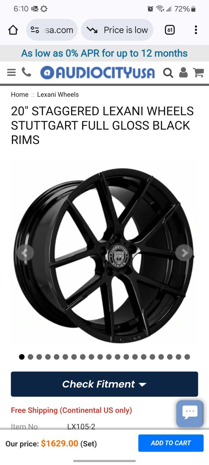 20" Staggered Lexani Wheels Stuttgart Full Gloss Black Rims