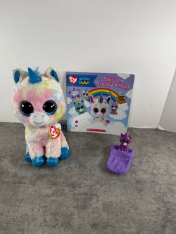 Ty Beanie Boo Unicorn Plush Bundle with Book