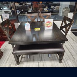 Kelly Dining Table Sets W/4 And Bench---$699---Wow!!!---Delivery And Setup Available 