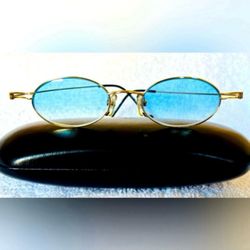 VERY RARE Authentic Gucci Coogi Brand Name Gold Metal Frame Blue Tint Sunglasses 80’s/90’s COLLABORATION Paolo Runway COLLECTIBLE New Vintage Unisex