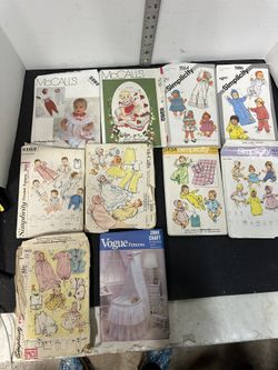 Vintage Doll Clothes Sewing Patterns - 10 total #Y3