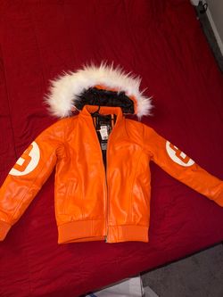 Boys orange leather jacket