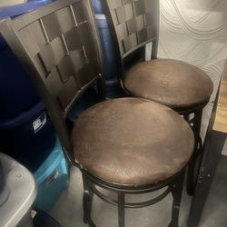 *DISCOUNT* 2 Bar Stools (Black Wood with Cushioned Seats)