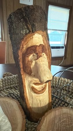 hand-carved wood