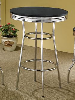 Retro Chrome and Black Bar Table! Lowest Prices Ever!