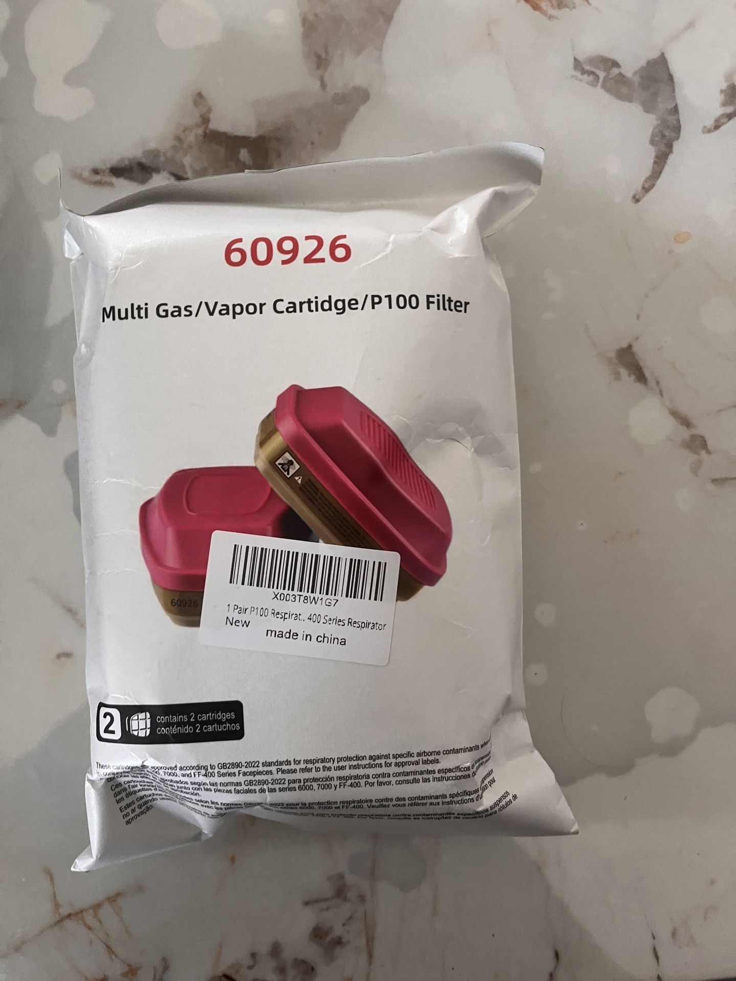 Multi Gas/Vapor Cartridge/Filter 60926, P100 Respiratory Protection (Pack of 2)