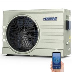 ☆ CRESTWAVE Inverter Swimming Pool Heat Pump, 35,000 BTU Pool Heater for Above Ground and Inground Pool, Heating & Cooling Dual Mode, Smart WiFi Contr
