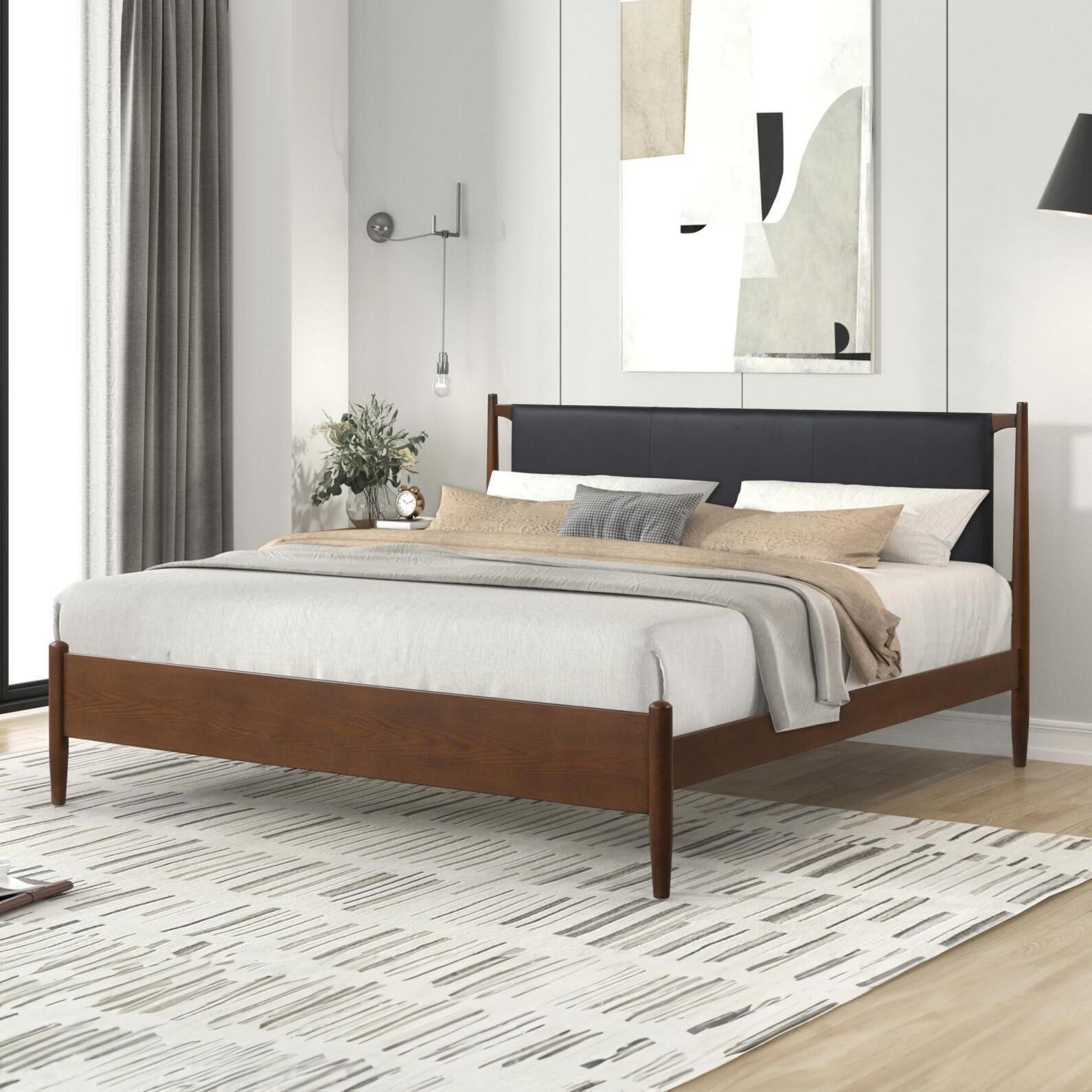New in the Box ! Modern Mid Century King size headboard platform bed ...