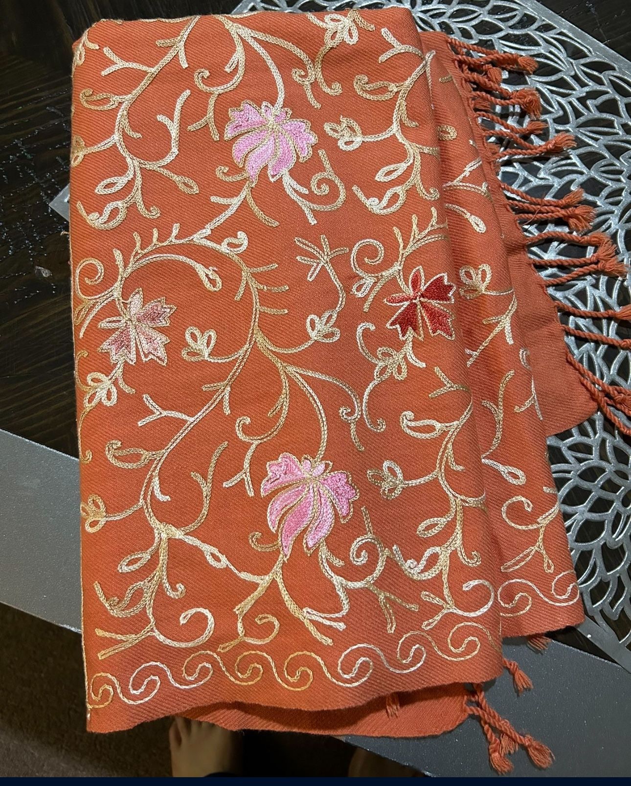 Kashmiri pashmina pure embroidery shawl made In India
