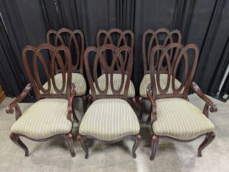 Pennsylvania House Striped Dining Chairs with Nailhead Trim