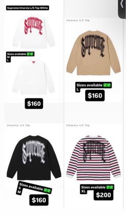 Supreme FW26’ week 1 Intarsia L/S Top Tan, Stripe, White, & Black.
