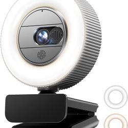 2K QHD Webcam with Microphone and Ring Light