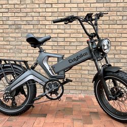 1500W Folding Ebike, Long Range, 25ah Hidden Battery, 30mph, USB Hook Up, Full Suspension (Adjust Front Fork), 8 Speed Shimano, 5 Speed Pedal assist 