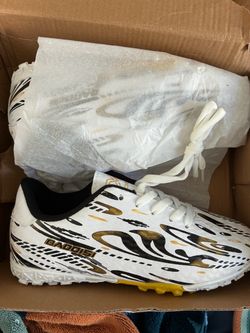 Baodisi Soccer Cleats White Black Gold