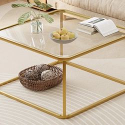 Gold Glass Coffee Table 