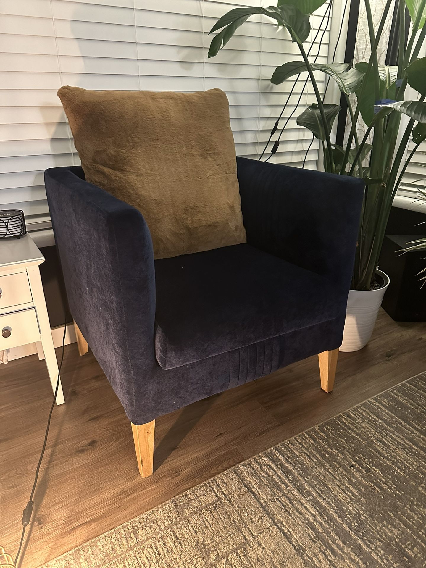 2 Blue Velvety Chairs W/ Pillow! Pair For $200