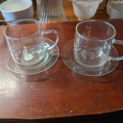 Vintage 1950's 
This is a beautiful glass tea set made by Princess House crystal, Czech made. The tea set is delicate and dainty. There is beautiful e