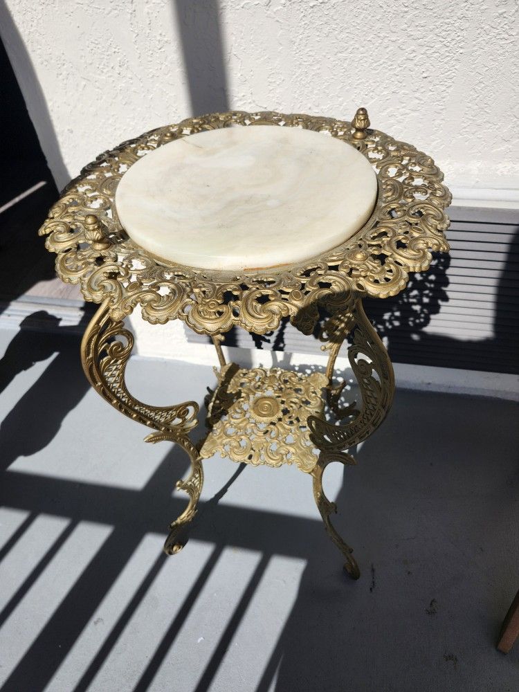 Antique Victorian Table With Marble