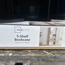 Mainstays 5-Shelf Bookcase with Adjustable Shelves, White 