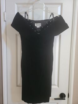 Off-the-shoulder Black Velvet Cocktail Evening Prom Dress Size 7/8