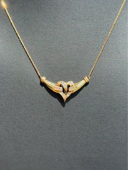 14k solid yellow gold 0.5CTW Natural Diamond Heart Pendant Necklace 18” Chain