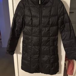 Michael Kors Knee Length Down Jacket With Hood