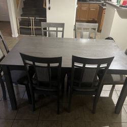 Grey Wooden Table With 6 Chairs