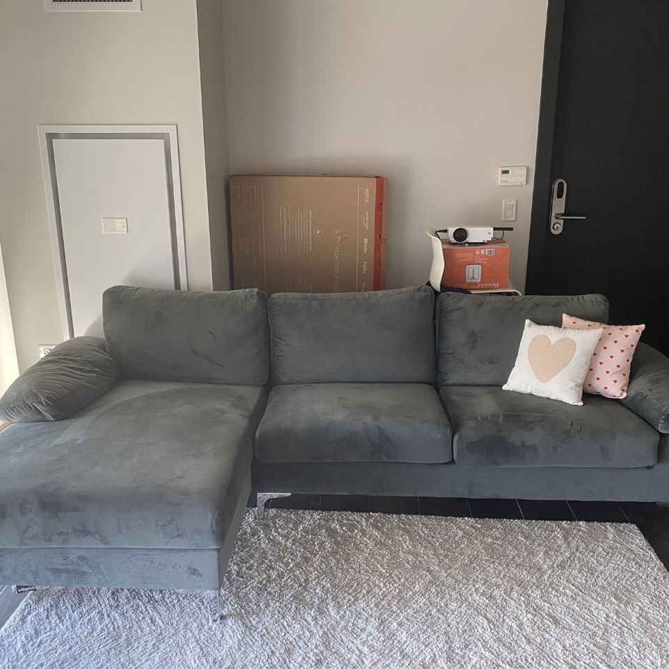 Gray L shape couch 