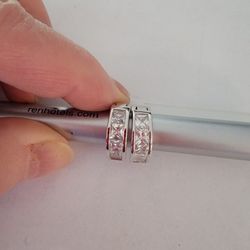 Solid Sterling Silver 925 Cubic Zirconia Earrings 