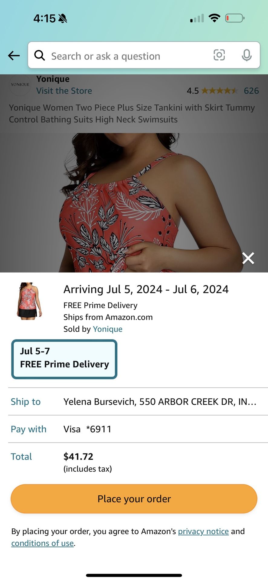 Sale - Yonique Women Two Piece Plus Size Tankini with Skirt Tummy Control Bathing Suits High Neck Swimsuits