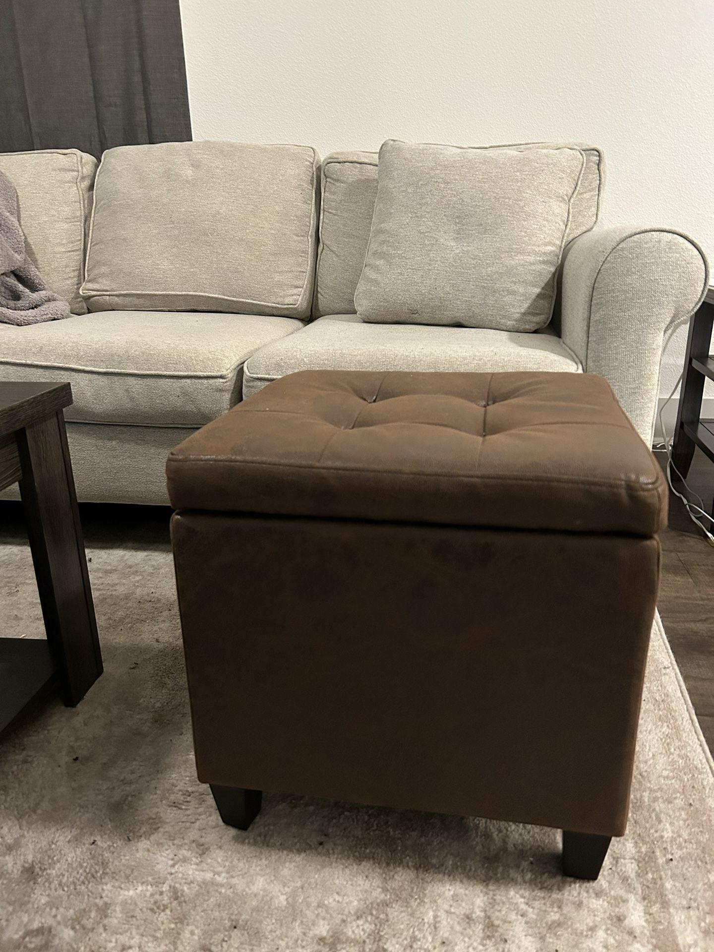 Faux Leather Ottoman