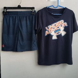 Boy's Under Armour Bundle Size T shirt  Size 7  And Shorts Size 6