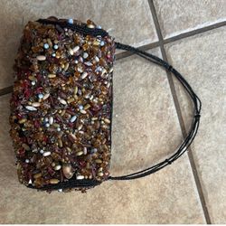 Vintage Jessica McClintock Gold and Brown Clutch with Shimmering Details