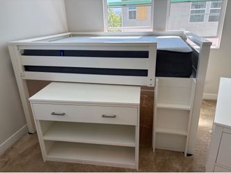 (2) Living Spaces Full Size Loft Beds with Desk and Dresser