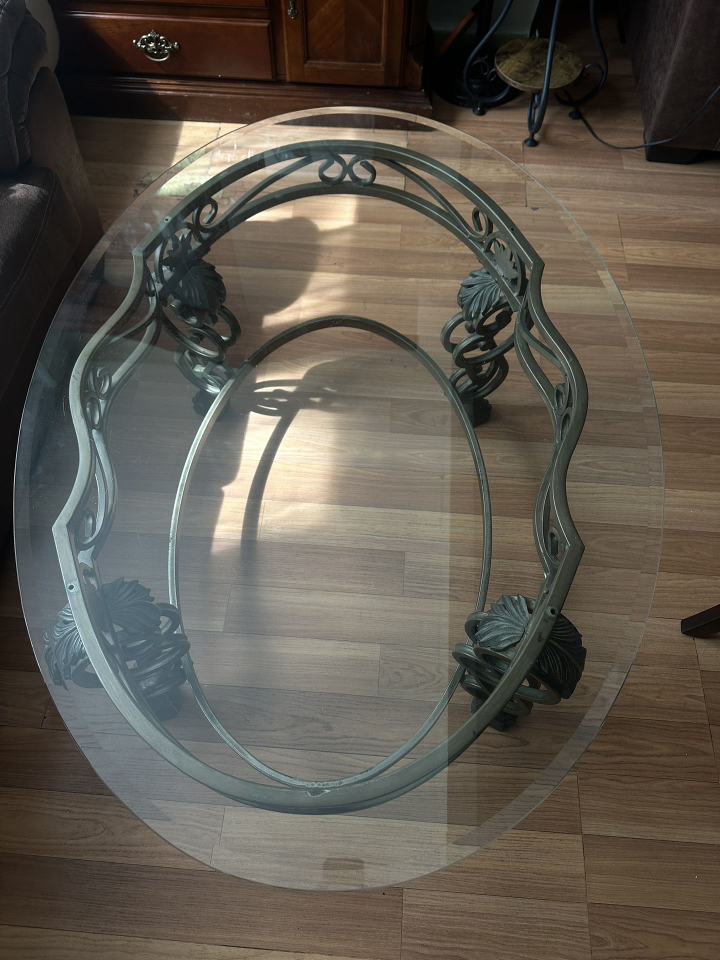 Oval Coffee Table - Glass And Metal