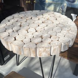 Rustic Log Side Table 