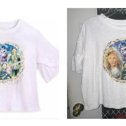 Disney D23 Exclusive WILLOW Top Womens (Size Medium) White Crop Short Ruffled Sleeve Pullover *NWT*